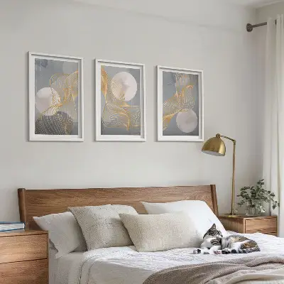 Cadre photo mural avec motifs abstraits de vagues et cercles