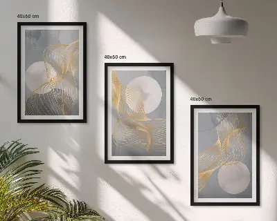Cadre photo mural avec motifs abstraits de vagues et cercles