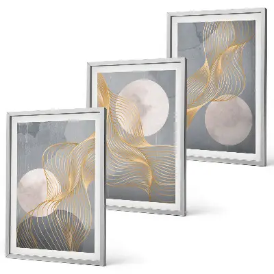 Cadre photo mural avec motifs abstraits de vagues et cercles
