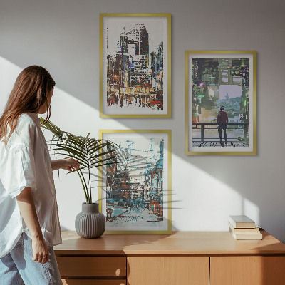 Cadre photo mural Personnages hauts en couleur des villes modernes