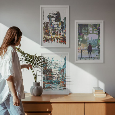 Cadre photo mural Personnages hauts en couleur des villes modernes
