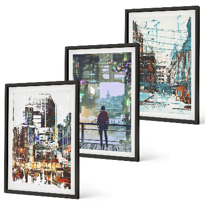 Cadre photo mural Personnages hauts en couleur des villes modernes