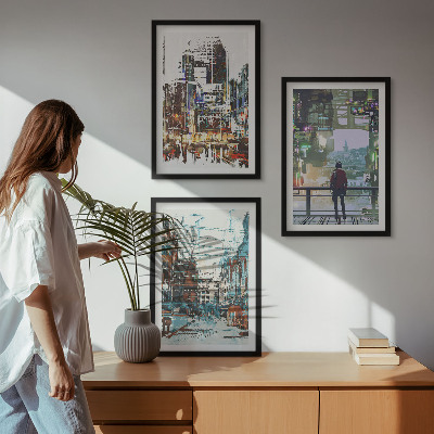 Cadre photo mural Personnages hauts en couleur des villes modernes