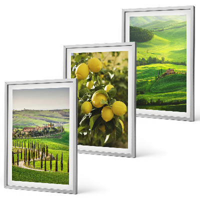 Lot de 3 tableaux pour salon Agrumes et collines italiennes