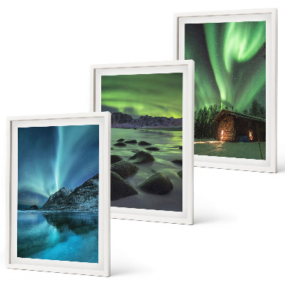 Cadre photo mural Paysages d'hiver aurores boréales