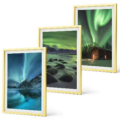 Cadre photo mural paysages d'hiver avec aurores boréales