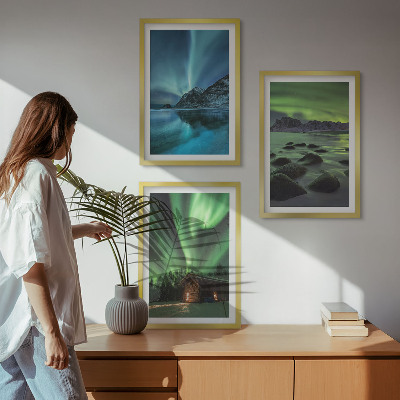 Cadre photo mural Paysages d'hiver aurores boréales