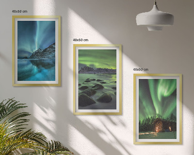Cadre photo mural Paysages d'hiver aurores boréales