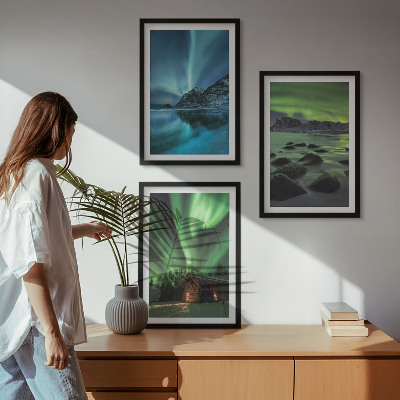 Cadre photo mural Paysages d'hiver aurores boréales