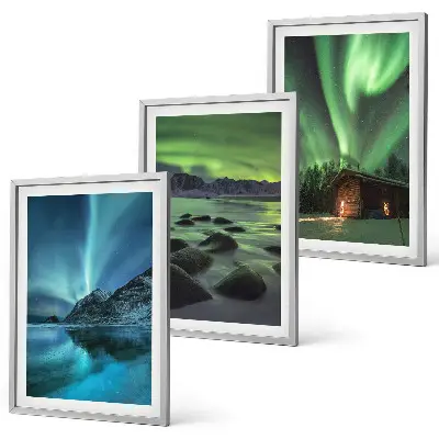 Cadre photo mural paysages d'hiver avec aurores boréales