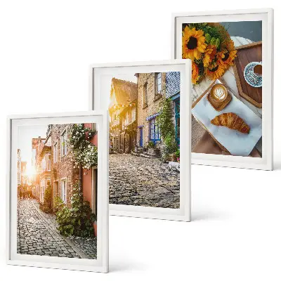 Cadre photo mural motif café de rue et tournesols