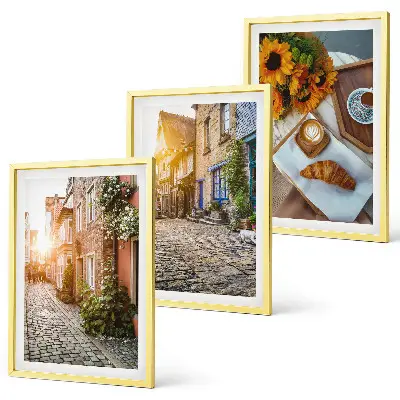 Cadre photo mural motif café de rue et tournesols