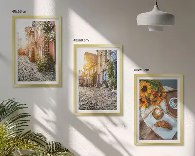 Cadre photo mural motif café de rue et tournesols