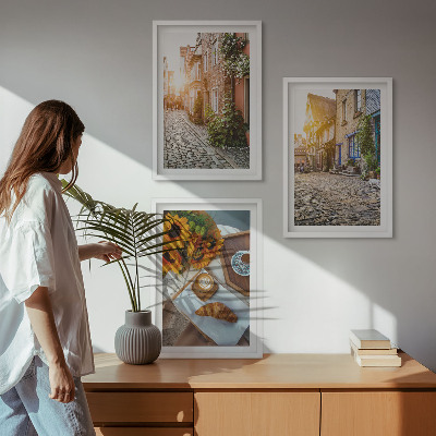 Cadre photo mural Café de rue tournesols