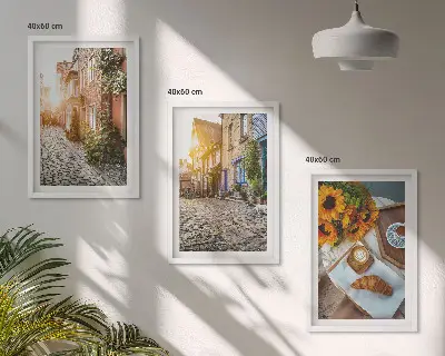Cadre photo mural motif café de rue et tournesols
