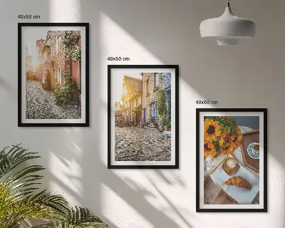 Cadre photo mural motif café de rue et tournesols