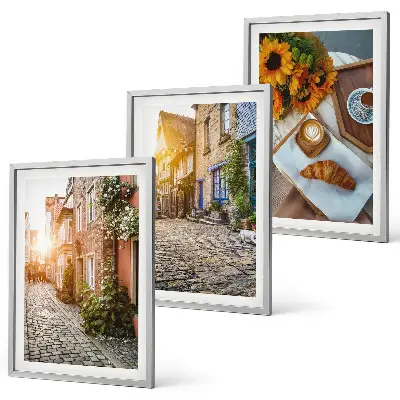Cadre photo mural motif café de rue et tournesols