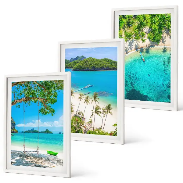 Cadre photo mural représentant des plages avec des palmiers et une eau cristalline