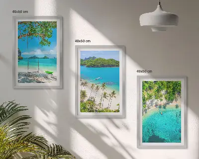 Cadre photo mural représentant des plages avec des palmiers et une eau cristalline