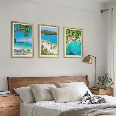 Cadre photo mural représentant des plages avec des palmiers et une eau cristalline