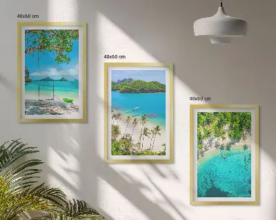 Cadre photo mural représentant des plages avec des palmiers et une eau cristalline