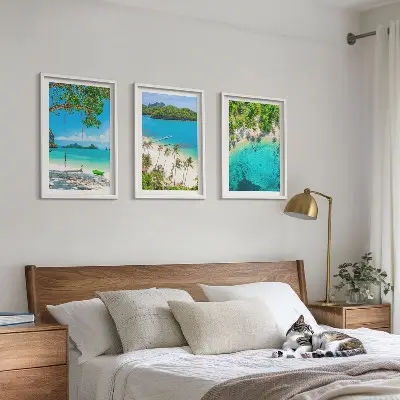 Cadre photo mural représentant des plages avec des palmiers et une eau cristalline