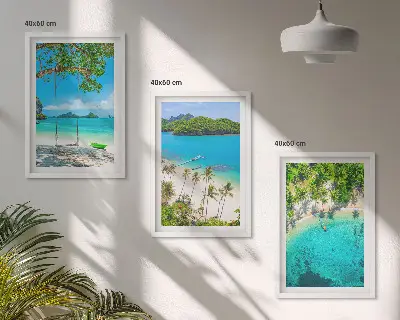 Cadre photo mural représentant des plages avec des palmiers et une eau cristalline