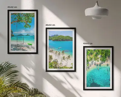 Cadre photo mural représentant des plages avec des palmiers et une eau cristalline