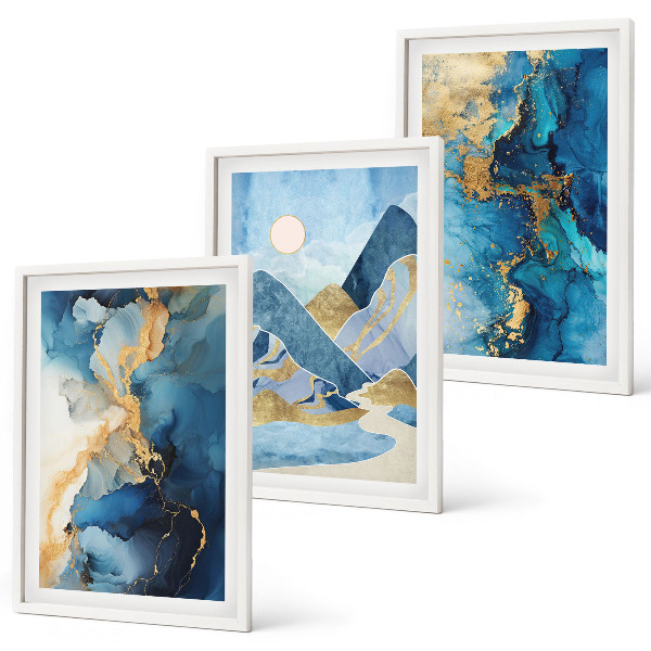 Lot de 3 tableaux pour salon Motifs abstraits des Montagnes Bleues