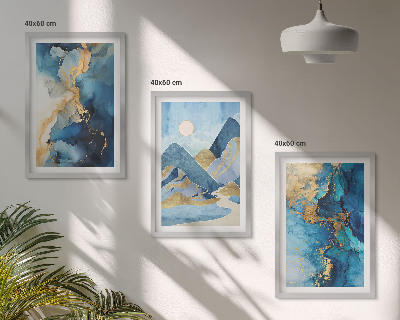 Lot de 3 tableaux pour salon Motifs abstraits des Montagnes Bleues