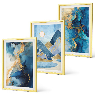 Lot de 3 tableaux pour salon Motifs abstraits des Montagnes Bleues