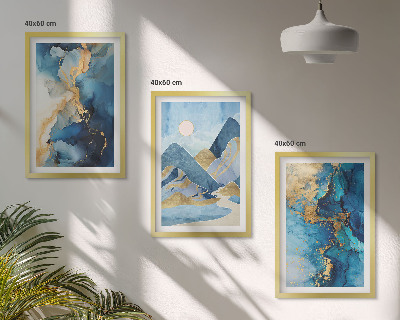Lot de 3 tableaux pour salon Motifs abstraits des Montagnes Bleues