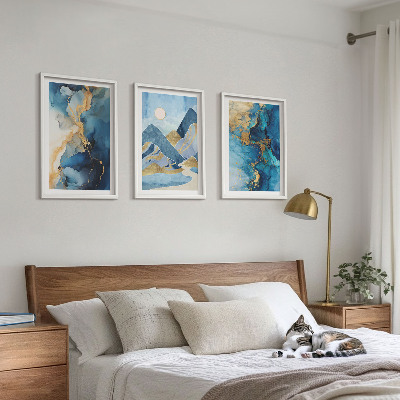 Lot de 3 tableaux pour salon Motifs abstraits des Montagnes Bleues