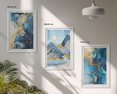 Lot de 3 tableaux pour salon Motifs abstraits des Montagnes Bleues