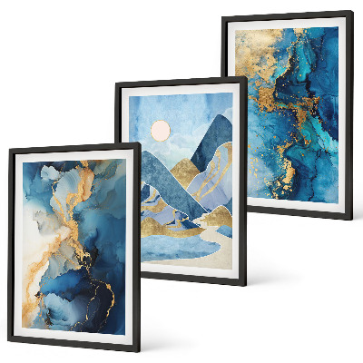 Lot de 3 tableaux pour salon Motifs abstraits des Montagnes Bleues