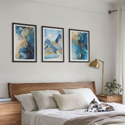 Lot de 3 tableaux pour salon Motifs abstraits des Montagnes Bleues
