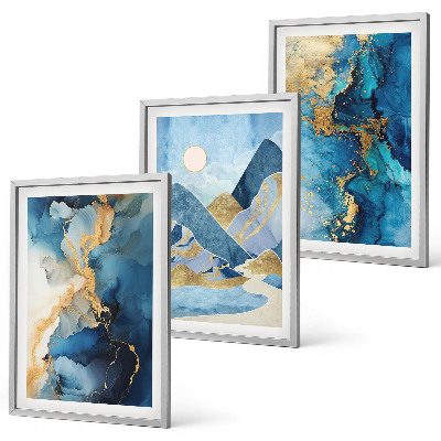 Lot de 3 tableaux pour salon Motifs abstraits des Montagnes Bleues