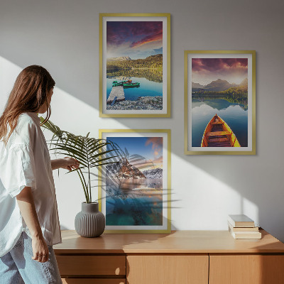 Cadre photo mural Lacs montagnes bateau paix