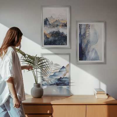 Cadre photo mural Paysages de montagne bleus et gris