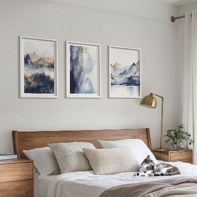 Cadre photo mural Paysages de montagne bleus et gris