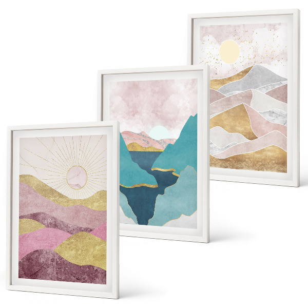 Cadre photo mural Montagnes abstraites soleil