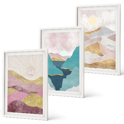 Cadre photo mural Montagnes abstraites soleil