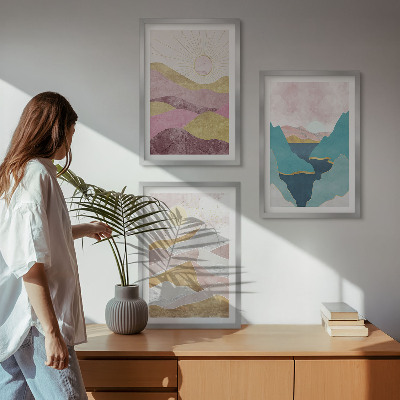 Cadre photo mural Montagnes abstraites soleil