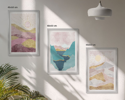 Cadre photo mural Montagnes abstraites soleil