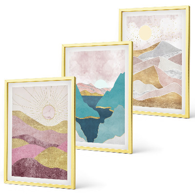 Cadre photo mural Montagnes abstraites soleil