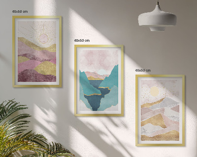 Cadre photo mural Montagnes abstraites soleil