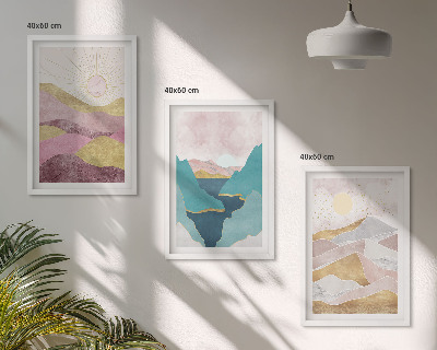 Cadre photo mural Montagnes abstraites soleil