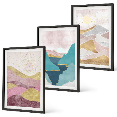 Cadre photo mural Montagnes abstraites soleil
