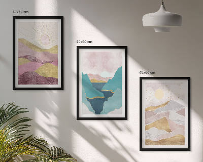 Cadre photo mural Montagnes abstraites soleil