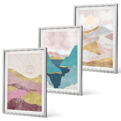 Cadre photo mural Montagnes abstraites soleil